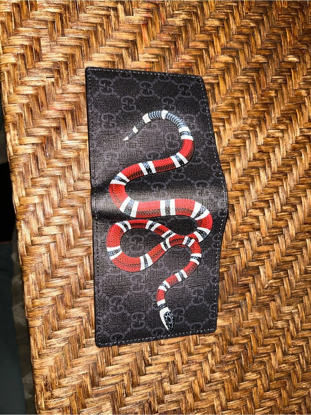 Gucci Black GG Supreme with Red & White Snake